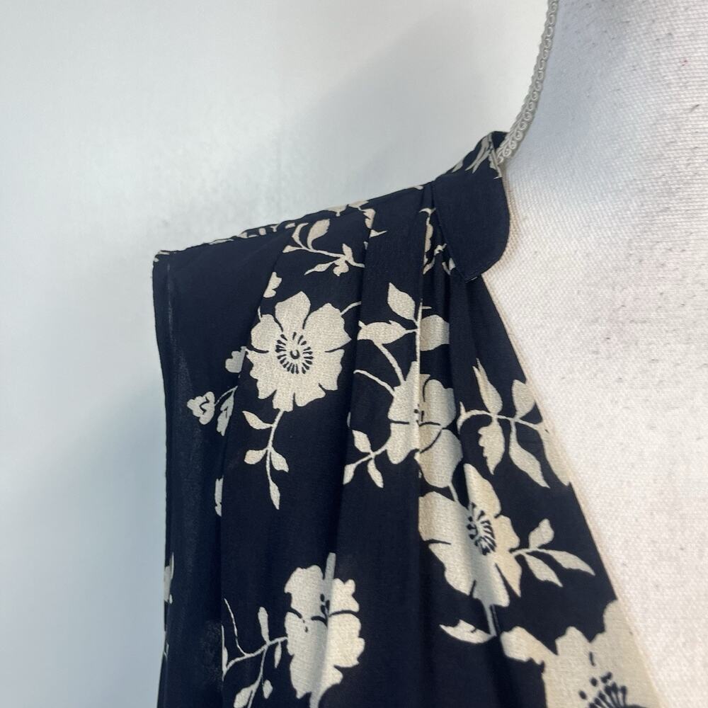Rag & Bone New York Blouse Top sz XL Black Tan Floral Peasant Boho Style Womens - Picture 3 of 7